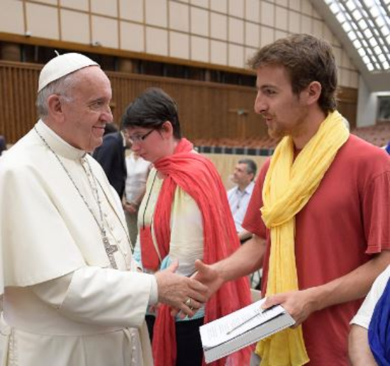 Loic à Rome avec le pape François en 2016